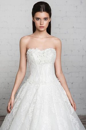 Abito da Sposa in Tulle con Applique Lunghi Senza Maniche Senza Strap