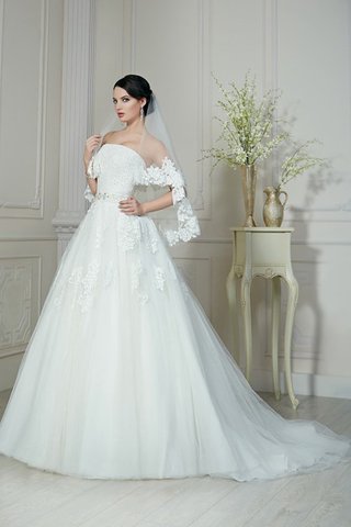 Abito da Sposa in Organza con Perline A Terra Senza Maniche A-Line