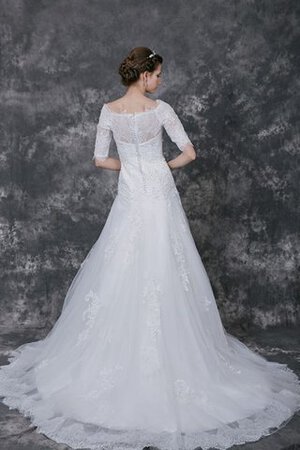 Abito da Sposa Barchetta A-Line con Perline Stravagante in Pizzo