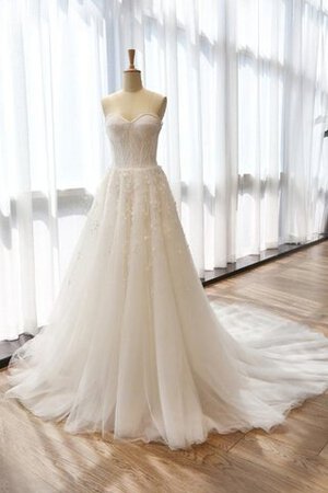 Abito da Sposa in Raso A-Line Sotto Ginocchio Cuore in Pizzo