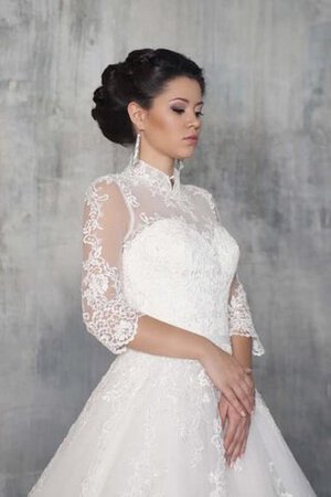 Abito da Sposa con Tre Quarti Lunghezza Maniche con Bottone Sogno Retro Lusso