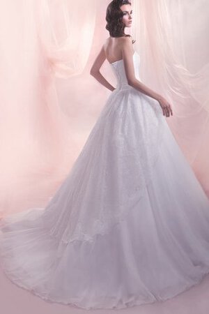 Abito da Sposa A-Line con Perline in Tulle con Applique Spazzola Treno