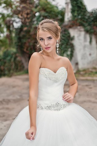 Abito da Sposa A Terra Senza Maniche in Raso Cuore Naturale