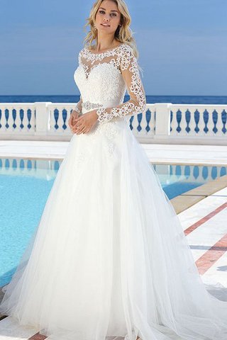 Abito da Sposa A-Line Stravagante con Applique con Perline Spazzola Treno