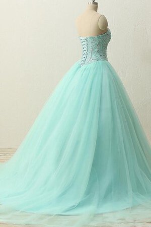Abito Quinceanera con Increspature con Perline Senza Maniche Allacciato Conotta