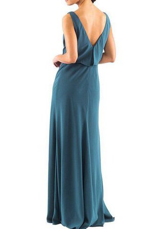 Abito da damigella A Terra in Chiffon Senza Maniche Lunghi con Festone