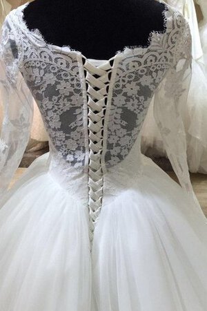 Abito da Sposa Radiosa con Maniche Lunghe con Fiocco Allacciato con Piega