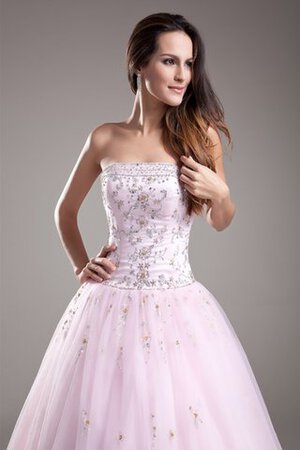 Abito Quinceanera Radiosa in Tulle Senza Spalline in Organza con Perline