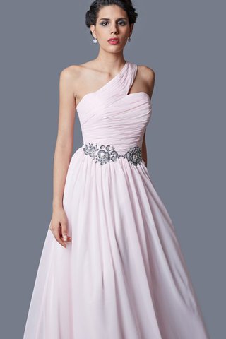 Abito da sera con Cristino Monospalla in Chiffon Cerniera Naturale