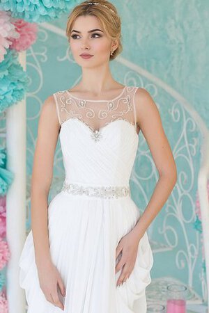 Abito da Sposa in Chiffon Tondo Senza Maniche Formale E Informale Naturale