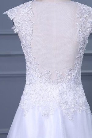 Abito da Sposa Cappellino Coda A Strascico Corto con Manica Corte in Pizzo con Applique