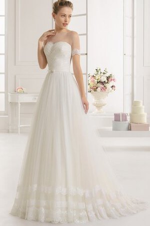 Abito da Sposa A Terra con Fiocco Largo in Tulle A-Line