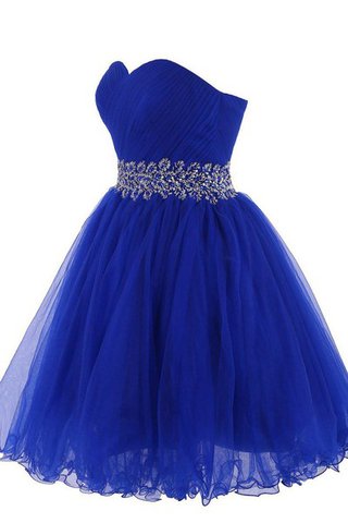 Abito Homecoming con Increspato Senza Maniche Al Ginocchio Mini in Tulle