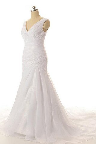 Abito da Sposa V-Scollo Senza Maniche con Increspato Lusso con Criss-cross