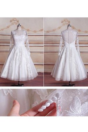 Abito da Sposa A-Line con Bottone Semplice con Maniche Lunghe con Applique