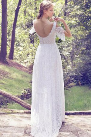 Abito da Sposa A-Line in Pizzo con Manica Corte Favola Cappellino