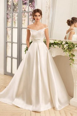 Abito da Sposa con Applique Semplice con Nastro Romantico Allacciato