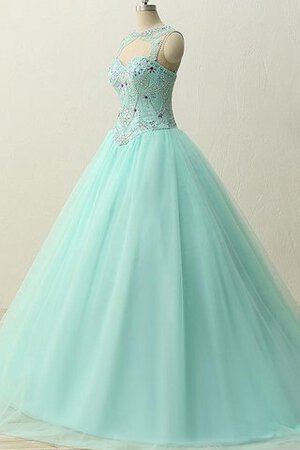 Abito Quinceanera con Increspature con Perline Senza Maniche Allacciato Conotta