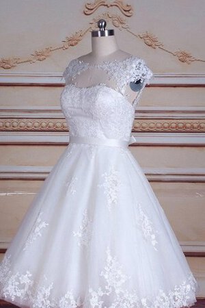 Abito da Sposa Cappellino A-Line con Fusciacca Sotto Ginocchio Semplice