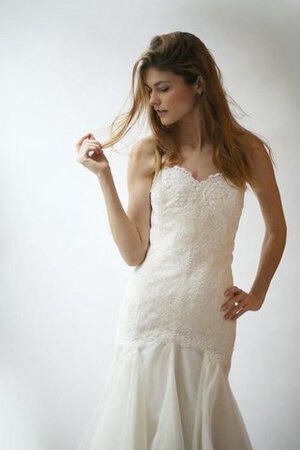 Abito da Sposa Cuore Moda con Increspature Romantico Conservatore