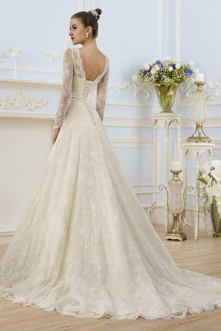 Abito da Sposa con Fiocco V-Scollo con Applique in Pizzo Allacciato