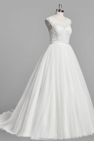 Abito da Sposa in Tulle con Manica Corte Cappellino A-Line Tondo