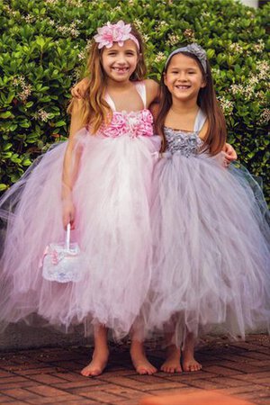 Abito da Cerimonia Bambini Ball Gown Alta Vita con Piega con Fusciacca Senza Maniche