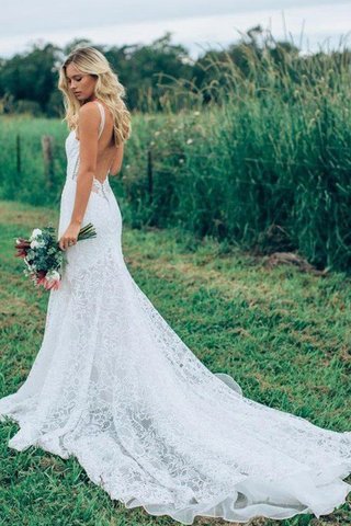 Abito da Sposa con Applique A-Line Senza Maniche a Riva in Pizzo