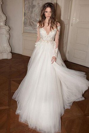 Abito da Sposa in Tulle A-Line in Pizzo Cappellino decorato