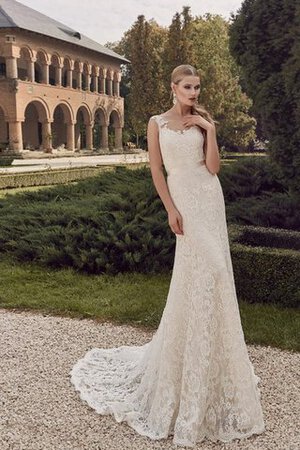 Abito da Sposa Seducente con Fiocco V-Scollo Stravagante Semplice