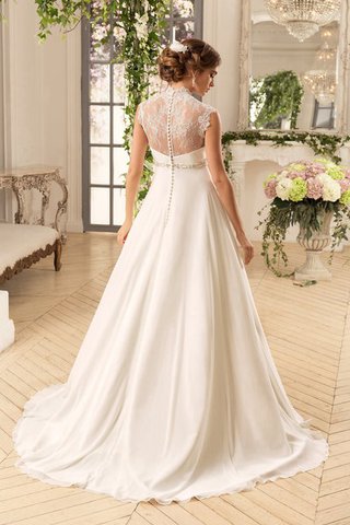 Abito da Sposa con Manica Corte A-Line con Perline Senza Maniche in Chiffon