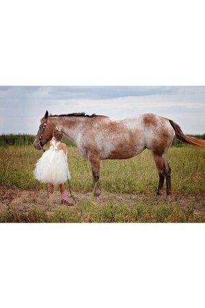 Abito da Cerimonia Bambini con Nastro in Tulle Alta Vita Al Ginocchio con Perline