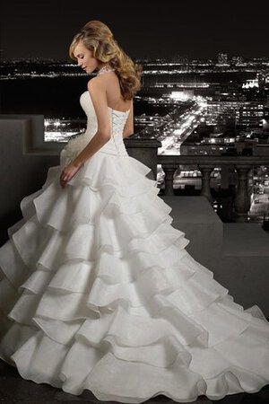 Abito da Sposa Coda A Strascico Corto con Criss-cross con Seghettato Allacciato Lunghi