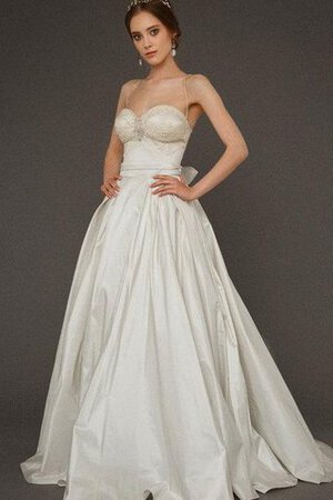 Abito da Sposa Cerniera con Fiocco Senza Maniche Cuore con Perline