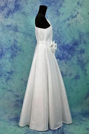 Abito da Sposa con Fiocco A-Line in Taffeta Naturale con Increspato