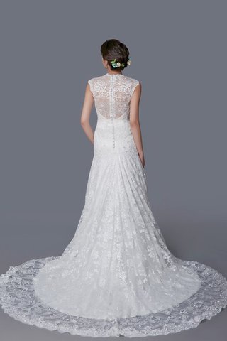 Abito da Sposa con Perline A-Line Spazzola Treno con Applique Cappellino