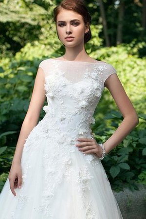 Abito da Sposa Lunghi Barchetta con Fiore Cappellino Ball Gown