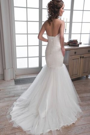 Abito da Sposa Schiena Nuda Naturale A Terra in Tulle con Criss-cross