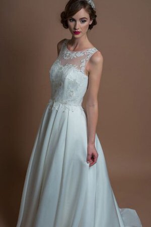 Abito da Sposa in Raso Naturale con Applique Senza Maniche A-Line