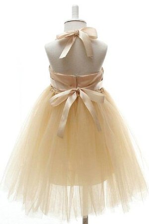 Abito da Cerimonia Bambini Cerniera con Fiore con Fiocco A-Line in Tulle