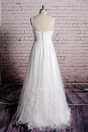 Abito da Sposa Cerniera V-Scollo con Piega Senza Maniche con Increspature