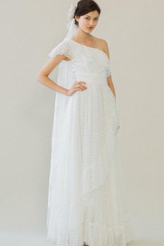 Abito da Sposa All Aperto Lunghi in Tulle Naturale con Increspature