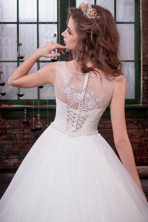 Abito da Sposa con Applique in Pizzo Naturale A Terra Senza Maniche