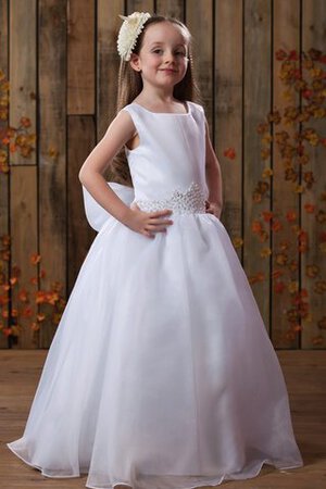 Abito da Cerimonia Bambini Farfalla Ornamento A-Line Quadrato con Fiore con Perline