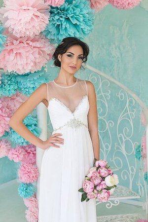 Abito da Sposa con Increspato Senza Maniche in Chiffon Spazzola Treno Tondo