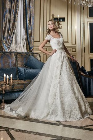 Abito da Sposa con Perline in Pizzo A-Line A Terra Naturale