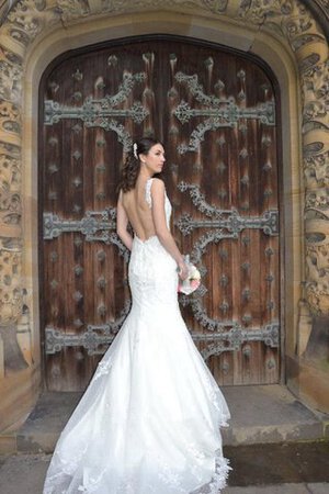 Abito da Sposa V-Scollo Seducente Senza Maniche Sirena Schiena Nuda