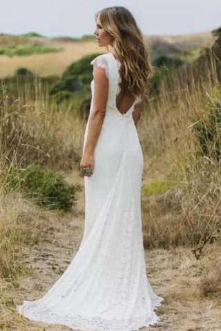 Abito da Sposa Schiena Nuda Formale E Informale Moderno Retro in Pizzo