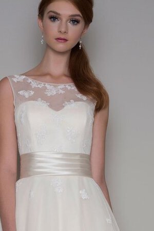 Abito da Sposa Coda A Strascico Corto A-Line con Applique in Tulle Tondo