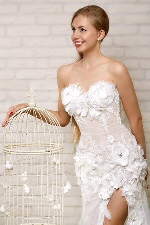 Abito da Sposa in Organza Naturale Cuore Allacciato con Fiore